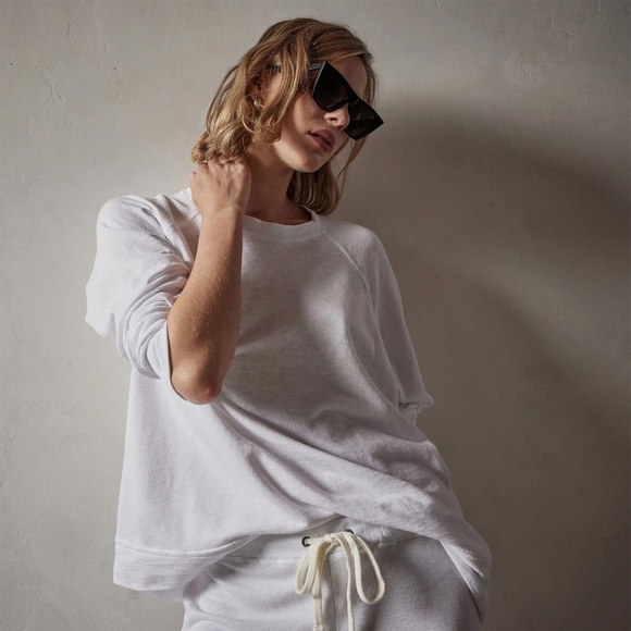 James Perse Tops - James Perse Vintage French Terry Relaxed Sweatshirt in White | Size 2